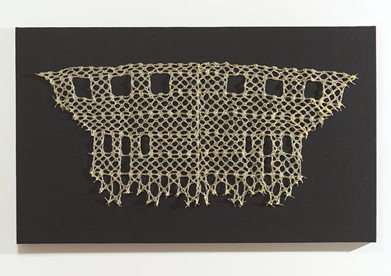 Bobbin Lace with Openings, Ed Rossbach, plastic tubing, bobbin lace 20.5" x 44.5", 1970
