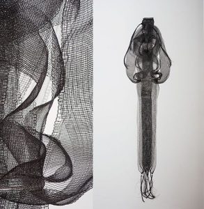 Untitled, monofilament, Kay Sekimachi, monofilament, 57” x 14” x 14”, circa mid-70’s