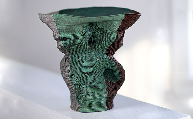 Green Basket sculpture by Ferne Jacobs