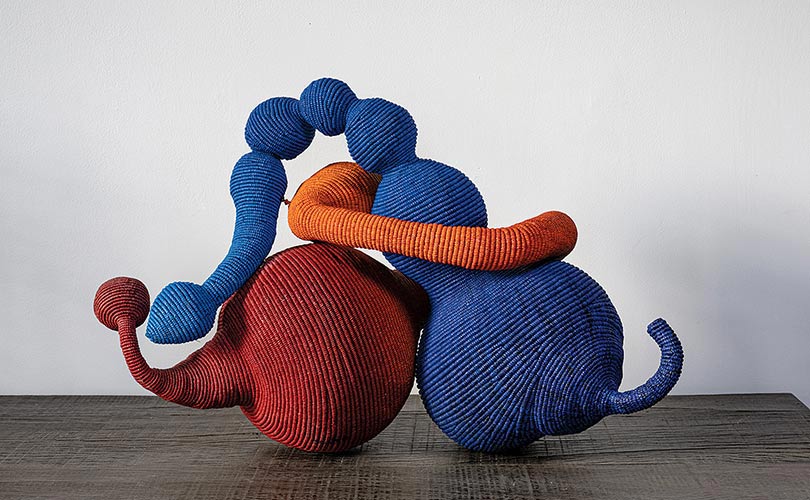 Colorful Jane Sauer fiber sculpture