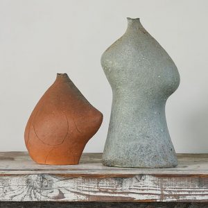 <em>Ceramic 49</em>, Yasuhisa Kohyama, wood-kiln ceramic, 11.25" x 11" x 6"<br /> <em>Ceramic 50,</em> Yasuhisa Kohyama, wood-kiln ceramic, 18.25" x 10" x 5" Photo by Tom Grotta
