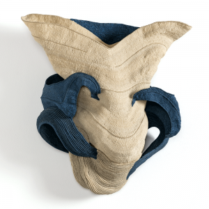 Blue Wave, Ferne Jacobs, coiled and twined waxed linen thread, 19” x 17.5” x 6”, 1994. Photo by Tom Grotta. 