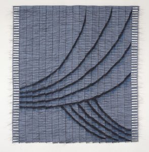 Night Curtain, linen, horsehair, paint & metal, 38” x 36”, 2018