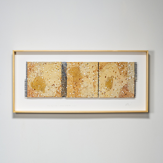 Chiyoko Tanaka
68cht Mud-Dyed Cloth - Ocher. White Mud Dots,
handwoven ramie, mud-dyed rubbed with stone and
mud dots, 21.375” x 46.5” x 3,” 2018
photo by Tom Grotta