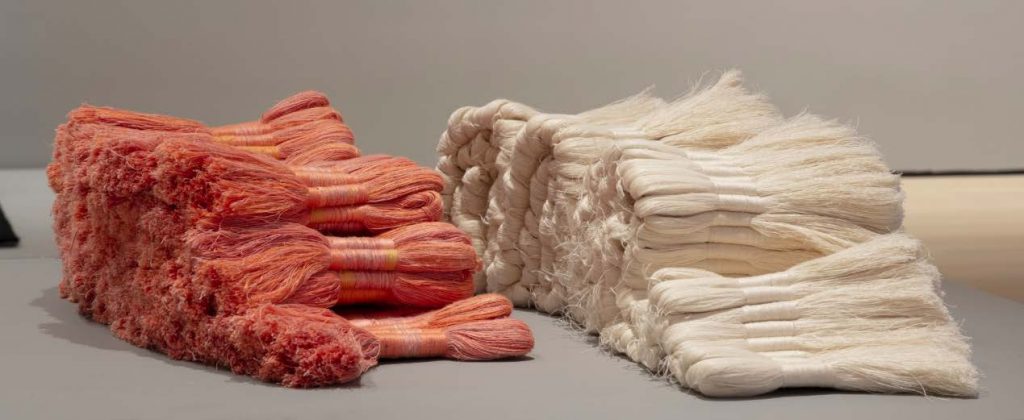 linen sculpture by Sheila Hicks titled Cartridges and Zapata 1962–1965
