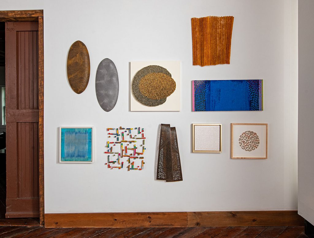 clockwise, from upper right: Mia Olsson, Jo Barker, Karyl Sisson, Debra Valoma, Jennifer Falck Linssen, Marian Bijlenga, Polly Barton, Åse Ljones. center: Wendy Wahl. Photo by Tom Grotta