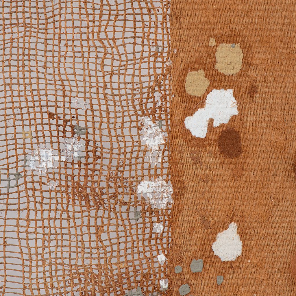 Detail  of Mud-Dyed Cloth - Mud Dots on Brown Stripes #742 by Chiyoko Tanaka