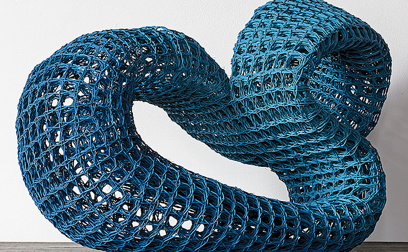Sculptural blue basket form by Rachel Max