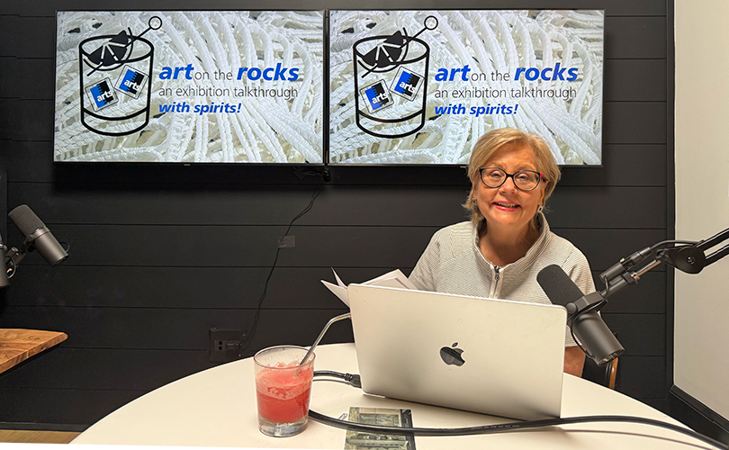 Rhonda hosts art on the rocks at studio 67 podcast studio