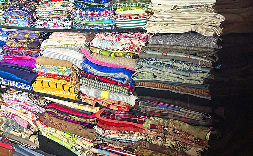 Antique fabrics sourced from Encants flea market